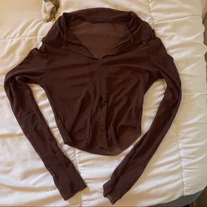 SHEIN mesh brown top.